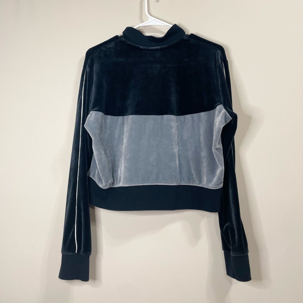 Nike Womens Black Gray Heritage Velour BV5046-010 Sportswear Track Jacket - Picture 4 of 11